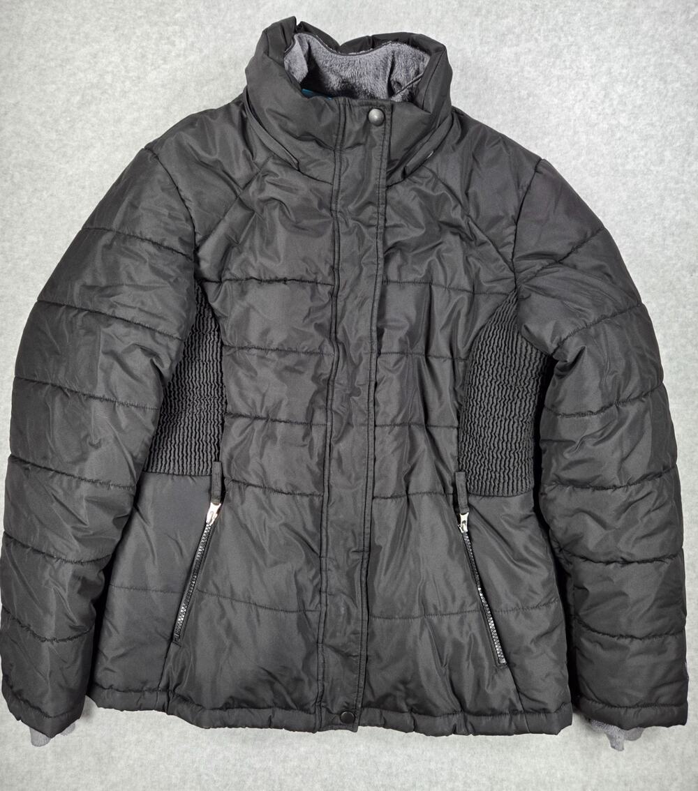 Free Country Womens Black Fleece Lined Puffer Jacket Coat Large L winter coat